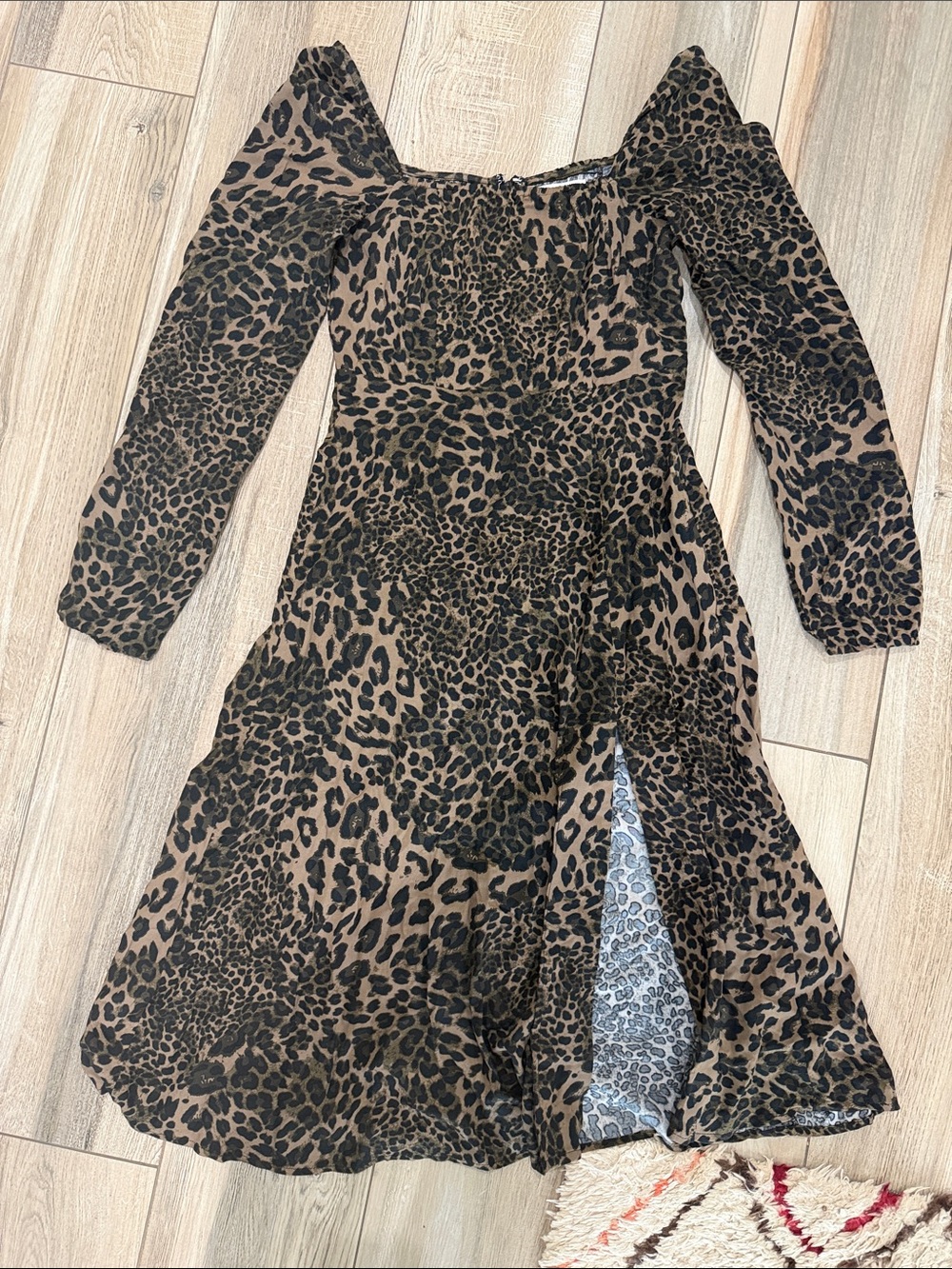 Dear John Brown and Black Leopard Print Midi Dress